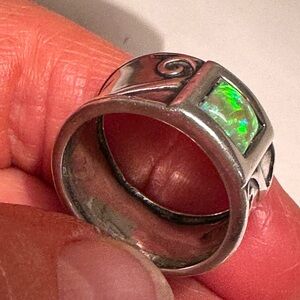 Silver and Opal Ring Sz 6.5-7